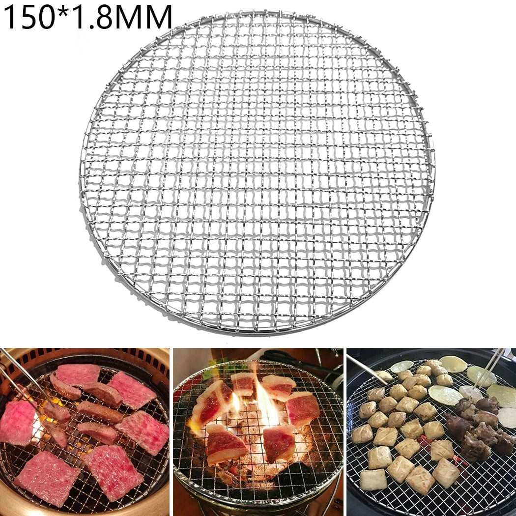 Round Barbecue Grill Net Stainless Steel BBQ Net Mesh Racks Grid Camping Kit 