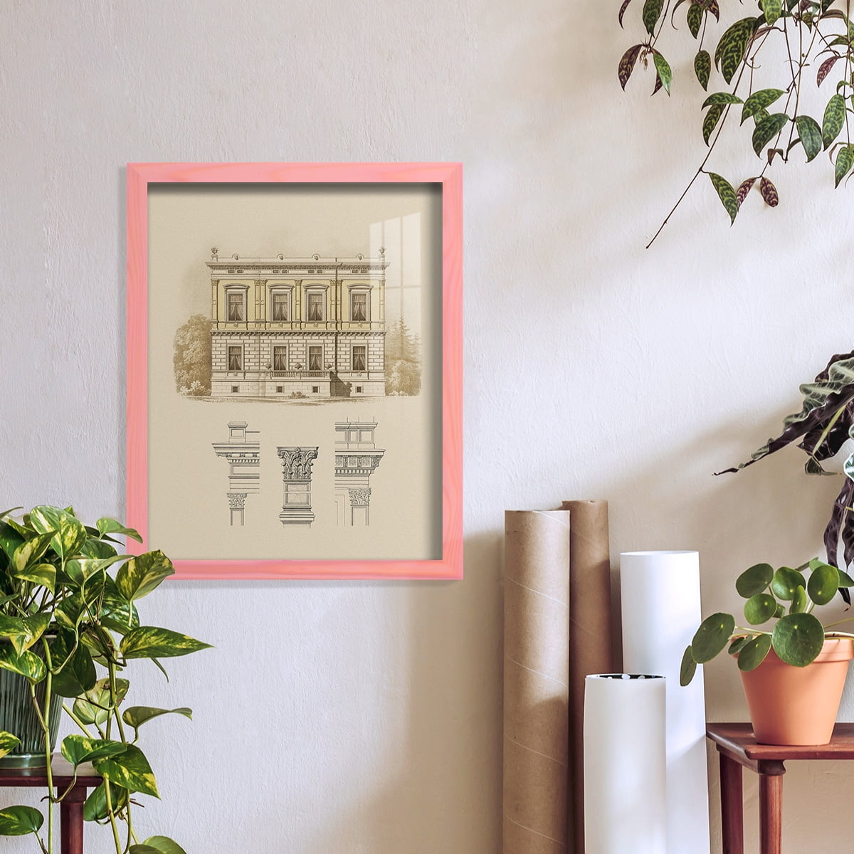 Estate & Plan IV -Framed Print w/glass-Sunset Pink