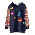 thumbnail image 4 of Xoenoiee Colorful Butterfly Swirl Print Long Hoodies Sweatshirt for Kids Long Sleeve Shirt Pullover Hoodie Dress for Teen Girls Oversized Fall Outfits Sweat Shirts Jumpers with Pocket, 9-10 Years, 4 of 7