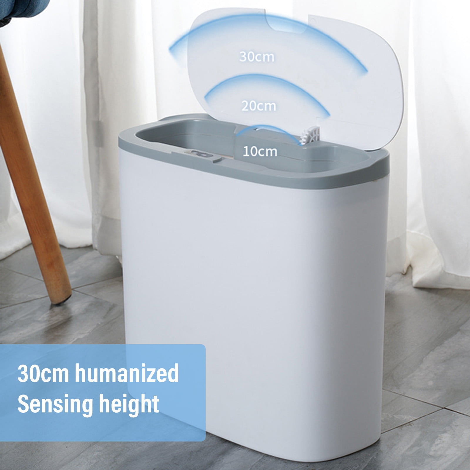 Hvmvliv Automatic Trash Can Touchless Trash Can 3.4 Gallon Smart Trash Can USB Rechargeable Sensor Trash Can With Lid For Kitchen/Living Room/Office/Bathroom/Bedroom Gray