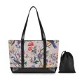 thumbnail image 7 of FORMRS Canvas Laptop Tote Bag for Women with 15.6" Computer Compartments Shoulder Handbag, Purple Floral Pattern, 7 of 7