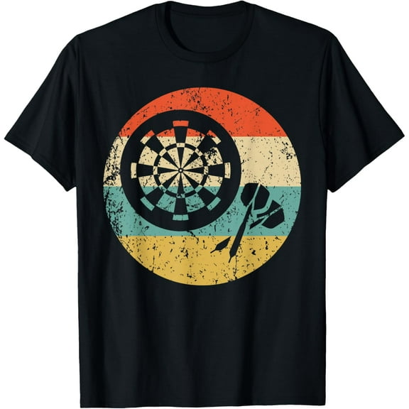 Darts and Dartboard Icon Retro Darts T-Shirt men and women can wear, black, white, gifts