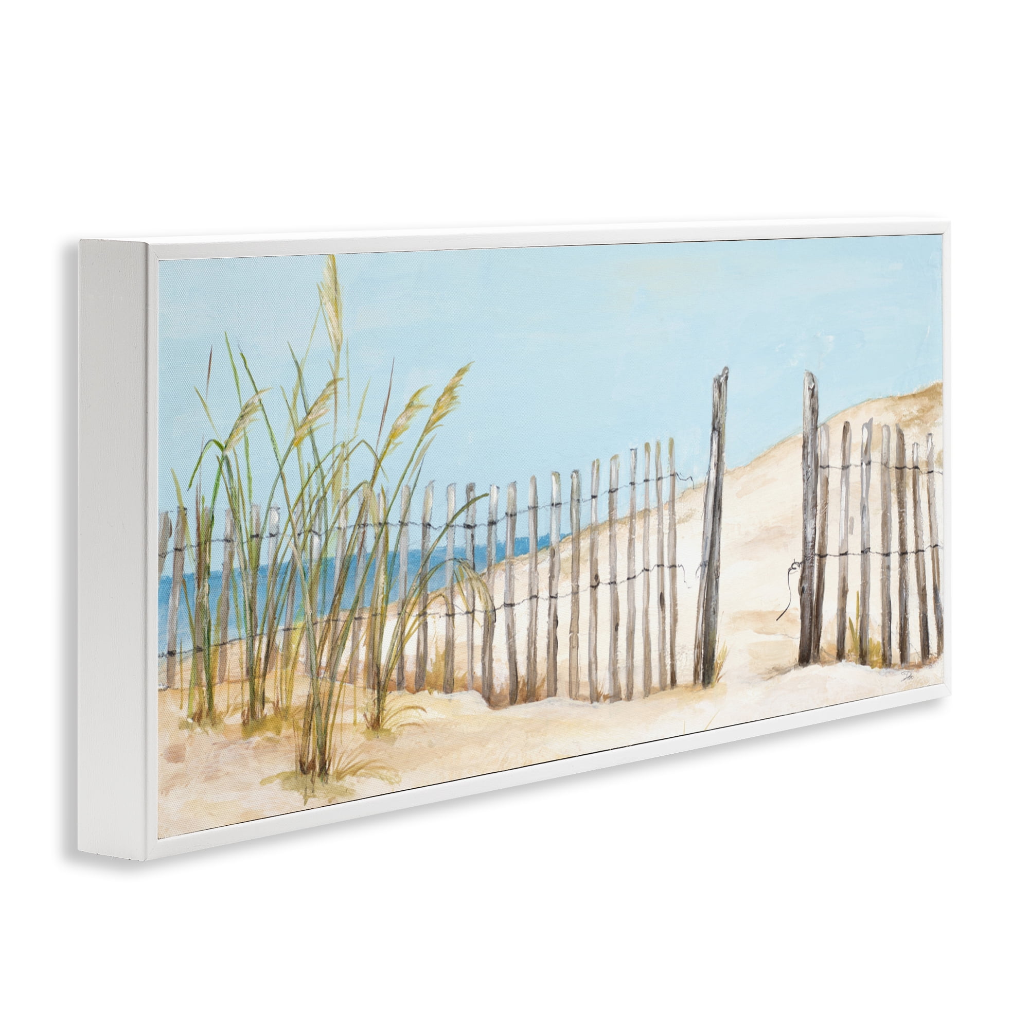 Stupell Industries Beach Fence Opening White Framed Giclee Art, design by Patricia Pinto