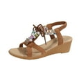 thumbnail image 2 of Hoshose Summer New Women Wedge Sandals Elastic Strap Bohemian Sandals Comfortable, 2 of 9