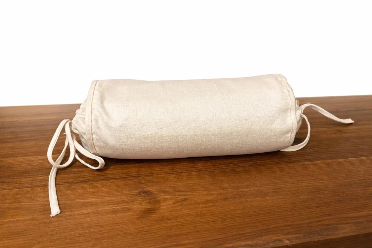 Linen Buckwheat Pillow – Natural Neck & Cervical Support, Adjustable Fill, Organic Linen Cover, Lumbar & Spine Alignment Pillow (Round 14x6)