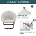 thumbnail image 4 of Round Saucer Chair Cover Velvet, Stretch Moon Chair Slipcovers 1 Piece Soft Moon Chair Cover with Elastic Bottom Saucer Chair Slipcover for Dogs Cats -Ivory-Medium, 4 of 8