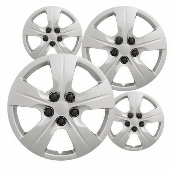 Fuel Rider Set of 4 15 inch Silver Screw-On Hubcaps With 5 Spoke Compatible With 2016 Chevrolet Cruze L LS Standard Steel Wheel Covers