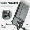 thumbnail image 3 of ELEHOLD for iPhone 15 Plus Wallet Back Case,RFID Blocking Flip Card Holders Strong Magnetic Retractable Wristband Strap Stand Function Shockproof Protective iPhone 15 Plus Cover,Gray, 3 of 9