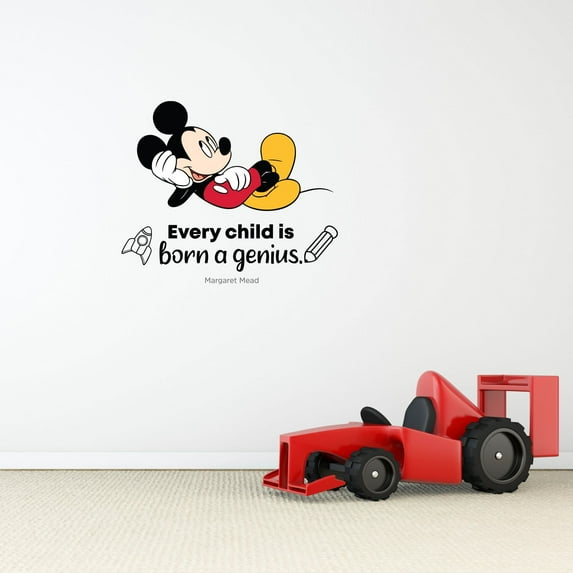 Born A Genuis Quote Cartoon Quotes Decors Wall Sticker Art Design Decal for Girls Boys Kids Room Bedroom Nursery Kindergarten Home Decor Stickers Wall Art Vinyl Decoration (20x40 inch)