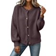 thumbnail image 6 of JUUNthy Women Fuzzy Cardigan, Crew Neck Button Down Puff Long Sleeve Fleece Knit Fall Winter Warm Sweater Outerwear Sky Blue XL, 6 of 15