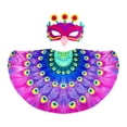 thumbnail image 4 of Capa de disfraz de pavo real con máscara para festival, carnaval, mascarada, decoración, juego de rol Púrpura, 4 of 7