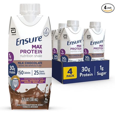Ensure Max Protein Milk Chocolate Nutrition Shake | 30g Protein, 1g Sugar, 4g Fiber Blend | 4 Pack