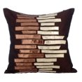 thumbnail image 1 of Funda de almohada decorativa de diseño marrón de 40 x 40 cm (16 x 16 pulgadas), funda de almohada de seda, abstracta, de piel sintética metalizada, con apliques, moderna - Escalera metálica, 1 of 1