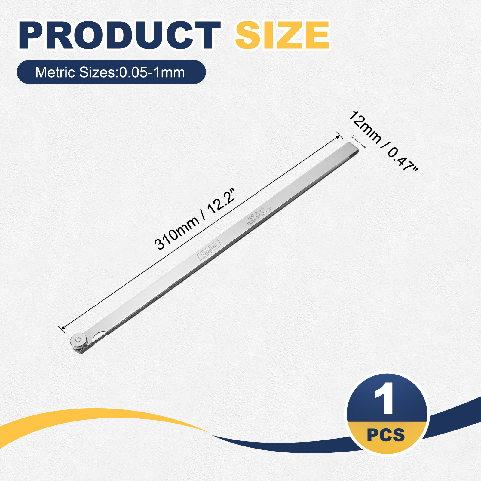 Uxcell Metric Thickness Feeler Gauge 0.05-1mm 14 Blades 11.81" Oval Feeler Gauge Set 3CR13 Stainless Steel Gap Measuring Tool for Repair Valve Guitar Spark Plug