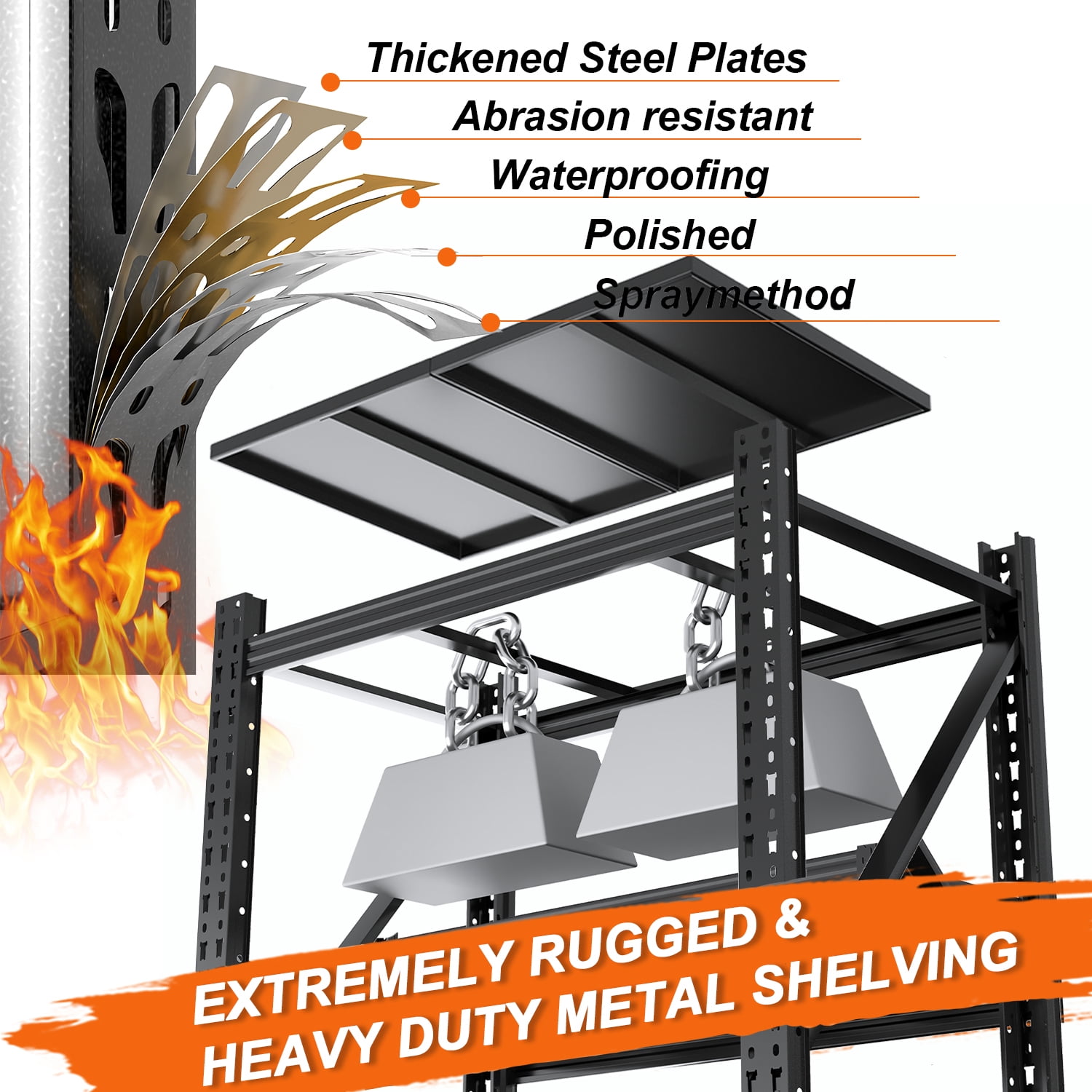31.5"W Heavy Duty Storage Shelves, 2500LBS Metal Garage Shelving Units, 4 Tier Adjustable Large Industrial Shelves for Warehouse Workshop Basement (31.5"W x 13.8"D x 73.2"H)