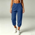 thumbnail image 2 of QIYAGBSA Women Capri Sweatpants Elastic Waist Cuffed Hem Side Pockets Casual Wear (Blue, XL), 2 of 8