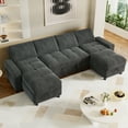 thumbnail image 2 of U-Shaped Sectional Sleeper Sofa Bed 105", Pull-Out Bed with 5-Position Reclining Backrest, Reversible Chaise with 2 Storage Compartments & Built-In USB Port, Space-Saving Living Room Furniture, 2 of 9
