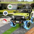 thumbnail image 3 of Funcid 24V Ride on Toys with Remote Control, 2 XL Seater Ride on Truck Car, 2WD/4WD Electric Car for Kids w/ Bluetooth, Flashing Colored Lights, SD Port, MP3, Spring Suspension, 6MPH, Green, 3 of 8