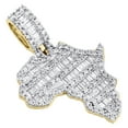 thumbnail image 4 of 10K Yellow Gold Round & Baguette Diamond Africa Map Pendant 2.05" Charm 3.84 CT., 4 of 6