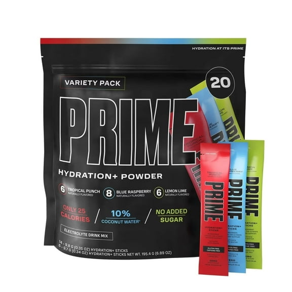 Prime Hydration Electrolyte Powder Mix Sticks Variety (Pack of 20)