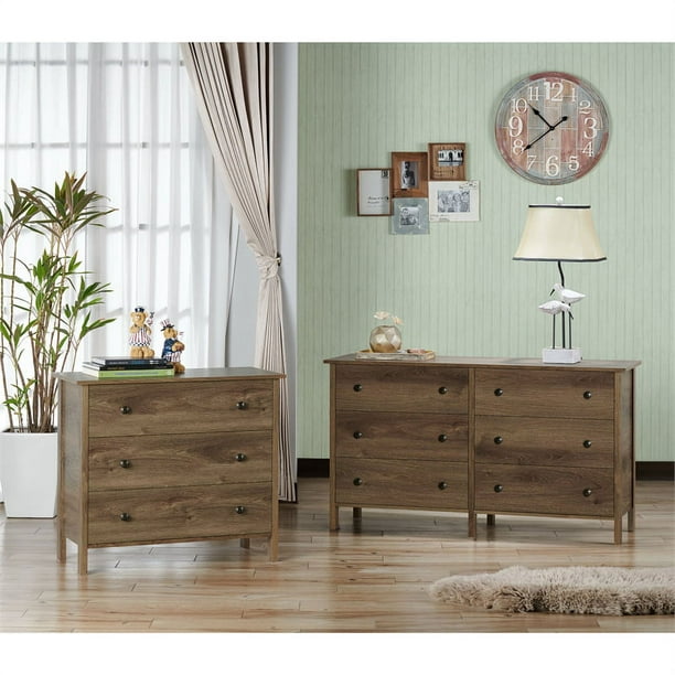 Furniture of America Reyes Rustic Wood 3-Drawer Chest in Distressed Walnut  