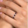 thumbnail image 4 of Gem Stone King 925 Sterling Silver Red Rhodolite Garnet and White Moissanite Wedding-Bands Ring for Women | 0.98 Cttw | Round 3.5MM | Gemstone January Birthstone | Size 5, 4 of 7