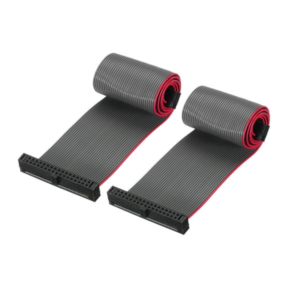 Uxcell IDC 34Pin Flat Ribbon Cable, 1.27mm Pitch FC to FC Connector 20cm Length Grey Jumper Wire Computer DVD, 2Pcs