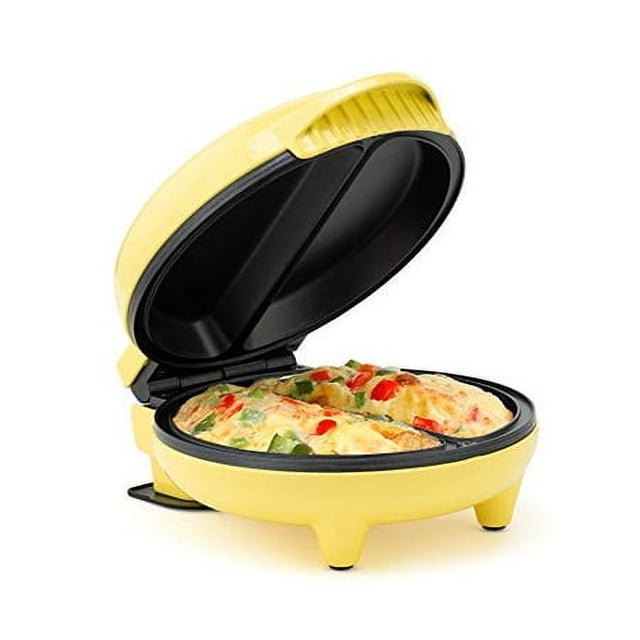 Holstein Housewares - Machine à Omelette et Frittata Antiadhésive, Jaune - Rend 2 Portions Individuelles Rapides et Faciles