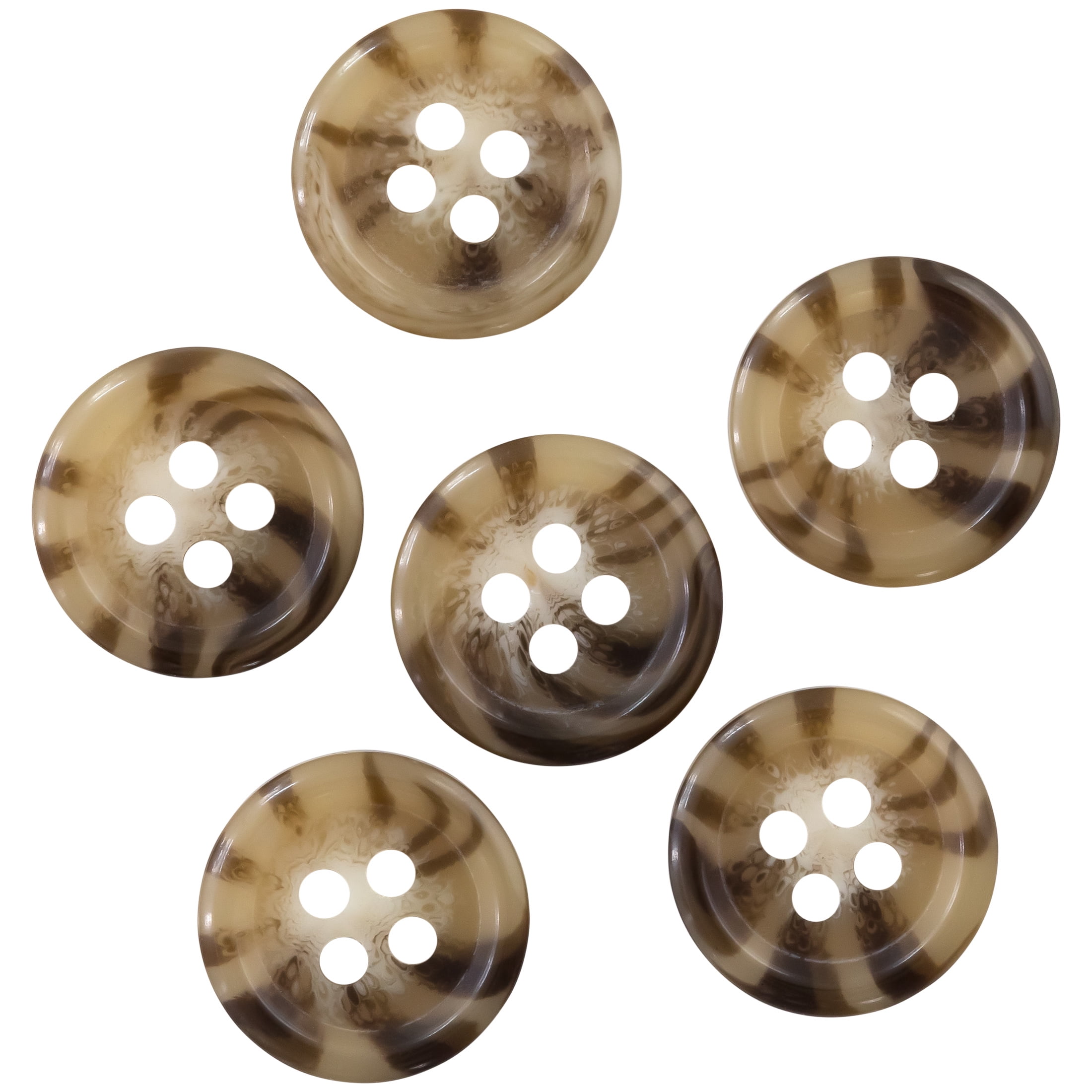 Le Bouton Black 5/8 4-Hole Buttons, 6 Pieces, 100% Urea