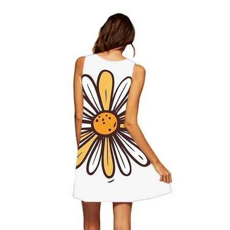 

Airpow Women Sleeveless Round-Neck Dress Fashion Women s Casual Summer Loose Printed Round Neck Sleeveless Dress Maternity Maxi Dress Printed Crew Neck Midi Sleeveless Dress