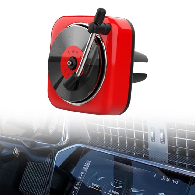 Difusor de automóvil, Decoración de interiores automotrices de adornos de clip de ventilación con mecanismo giratorio Forma del reproductor de disco Difusor de aire del automóvil Rojo