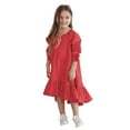 thumbnail image 2 of CHUOU Kids Little Girls Daily Dress Autumn Long Sleeve Solid Irregular Princess Dress Ruffle Casual Party Dresses Outfits Clothes, 2 of 5