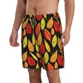 thumbnail image 2 of KLL Autumn With Leaves Men's Casual Summer Beach Shorts Hawaiian Shorts with Pockets-Large, 2 of 5