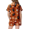 thumbnail image 4 of UAYOTSE Kids Collared Satin Pajama Set, Easy Button‑Front Short‑Sleeve Top and Sleep Shorts, Soft Loungewear for Girls All‑Season Use Size 6-7 Years, 4 of 5