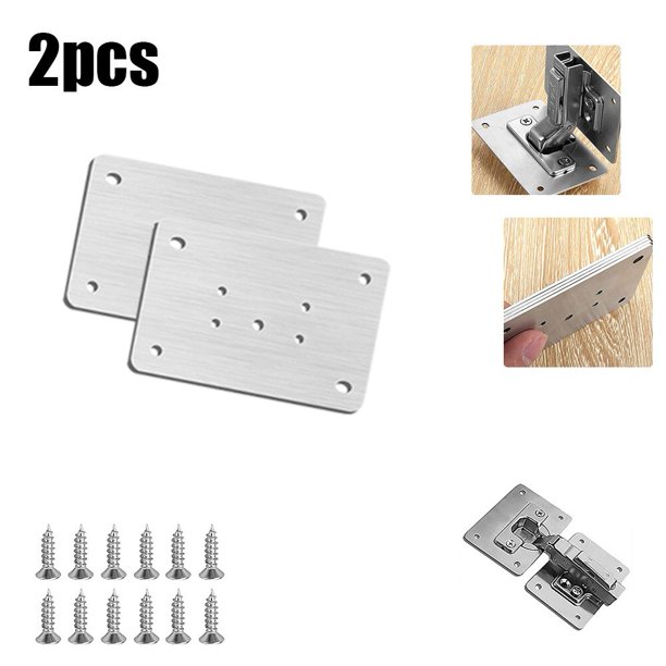 Placa de reparación de bisagra de acero inoxidable para el hogar, placa de fijación de bisagra de 1/2/4/10 piezas para gabinete, cajón, Mesa