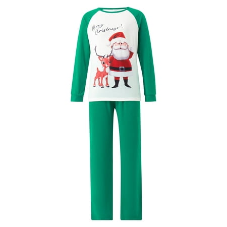 

Calsunbaby Christmas Pajamas for Family Santa Deer Print Raglan Tops + Solid Color Pants Set
