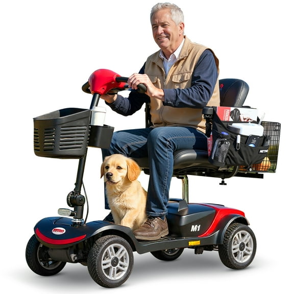 Weather Liner 4 Wheel Mobility Scooter for Adults 300 lbs Foldable Travel Folding Scooters Seniors Handicap Mobility Scooter for Seniors Lightweight Collapsible Electric Mobility Scooters For Adults