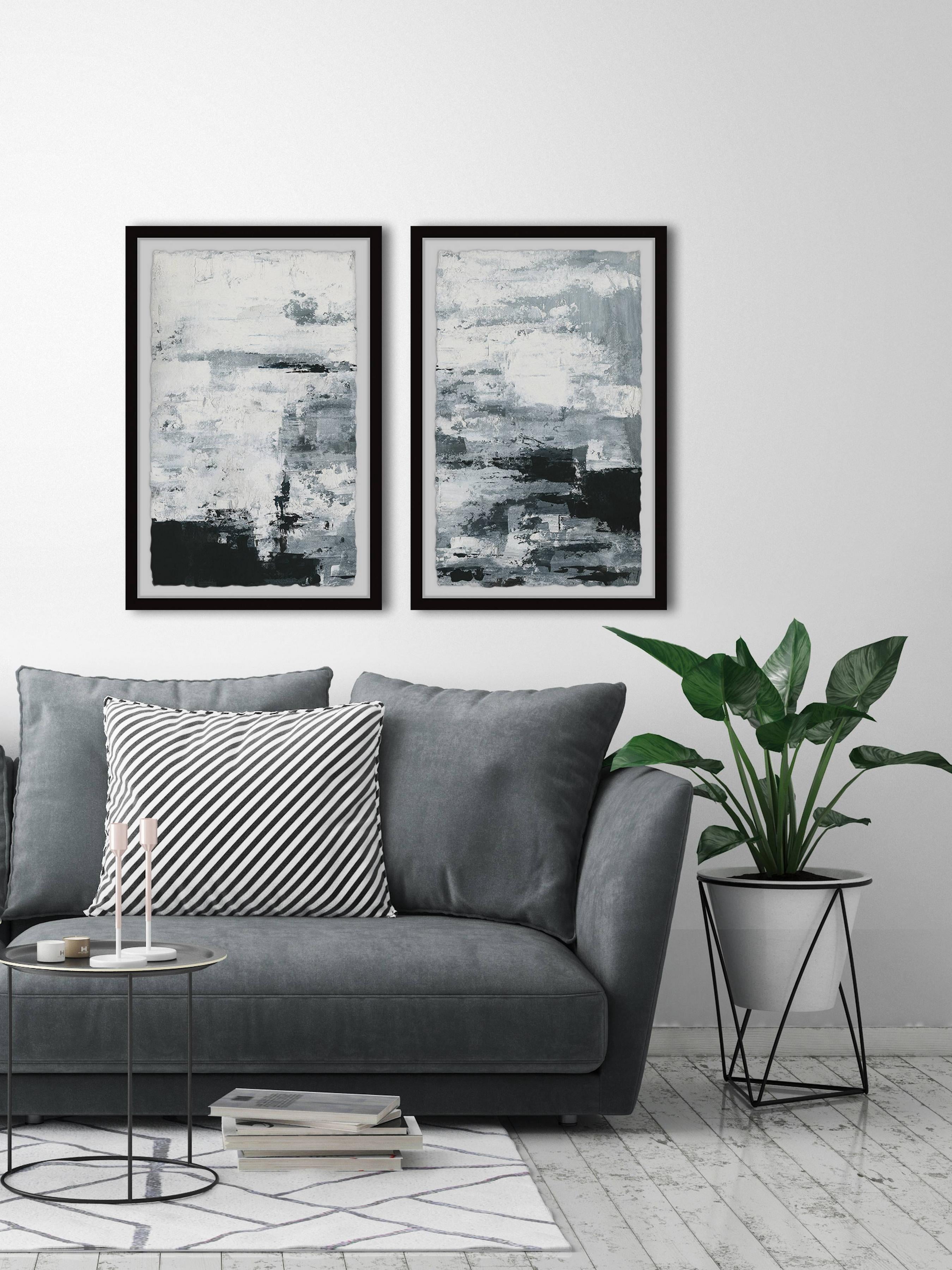 Black and White Smudges II Diptych