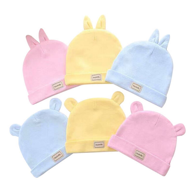 Newborn baby infant cotton caps&hats baby bibs 3 color for 0-3 months bDDE 