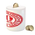 thumbnail image 3 of 60th Birthday Piggy Bank, Abstract Grunge Style Happy 60 Party Theme Retro Stamp Slogan Print, Ceramic Coin Bank Money Box for Cash Saving, 3.6" X 3.2", White Red, by Ambesonne, 3 of 4