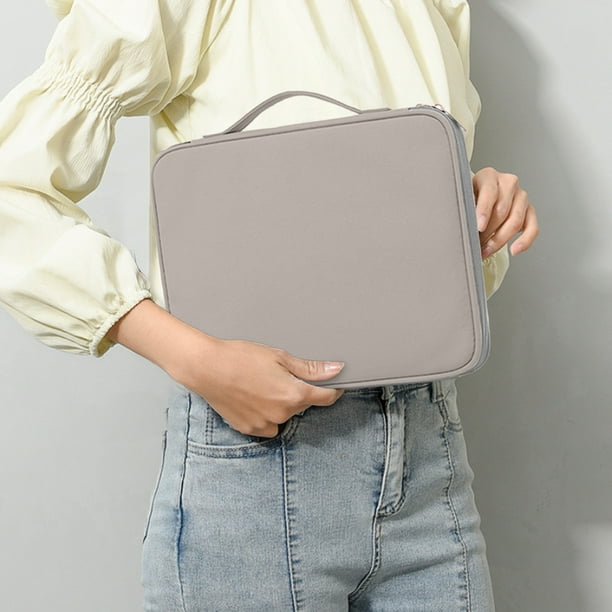Funda para tableta, bolsa de almacenamiento multicapa, organizador compacto de dispositivos electrónicos, estuche de viaje de negocios, plegable y portátil, de neopreno, para oficina.