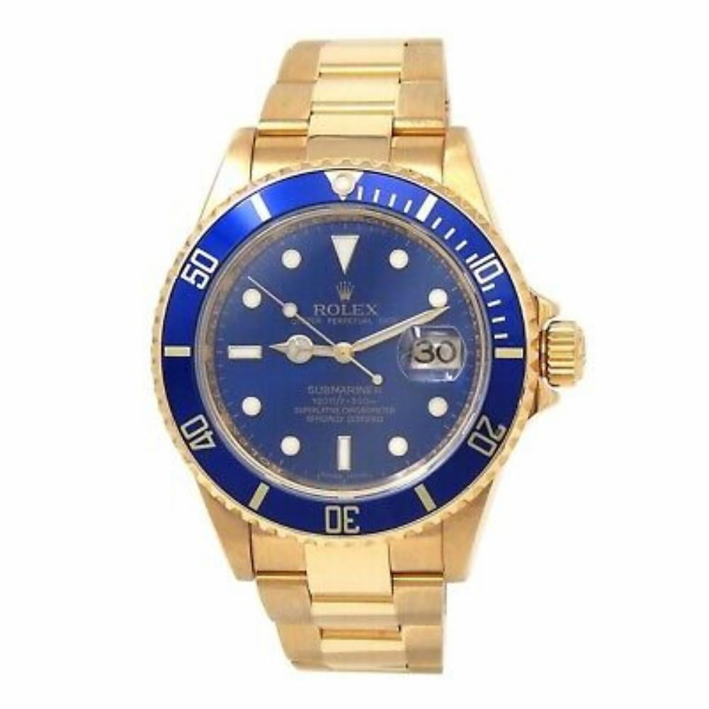 Rolex PreOwned Rolex Submariner 16618 Solid Gold Watch (Certified