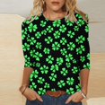 thumbnail image 2 of GA WEIHUA Glitter St. Patrick's Day Shirts Women St Patty's Lucky Shamrock Graphic Tops Casual 3/4 Sleeve Sparkler Printed T Shirts Funny Festival Tunic Blouses(Green,M), 2 of 5