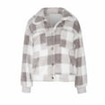 thumbnail image 4 of jsaierl Women's Fuzzy Fleece Jacket Casual Plaid Button Down Teddy Jacket Coat Outerwear, 4 of 9