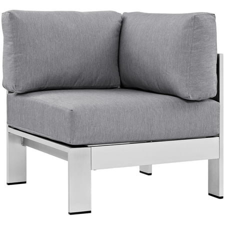Small Corner Chairs Modern Contemporary Urban Design Outdoor Patio Balcony Corner Sofa Chair, Grey Gray, Metal Aluminum ()