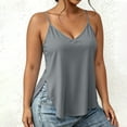 thumbnail image 3 of fatyb Womens Plus Size Tank Tops Adjustable Spaghetti Strap V Neck Camisole Sleeveless Loose Tunic Blouses, 3 of 7