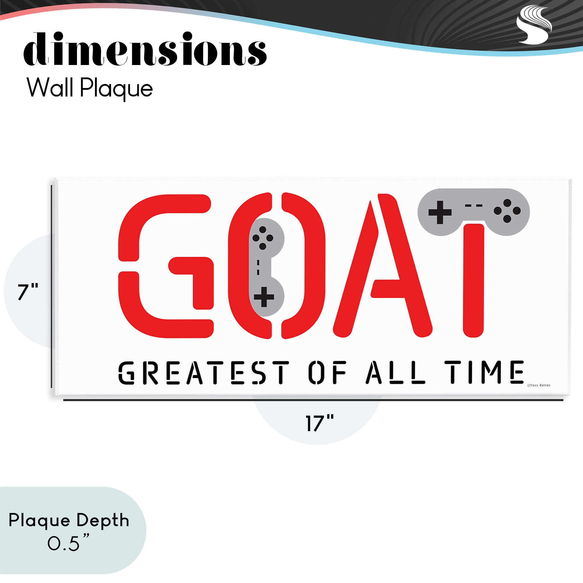 Stupell Industries The GOAT Gamer Wall Plaque Art, design by Yass Naffas Designs