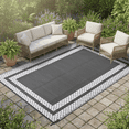 thumbnail image 4 of LUOVEN Waterproof Outdoor Rug, 6x9 Reversible Plastic Straw Rug for Patio, Deck, RV, Camping, Porch, Backyard, Indoor Outdoor Decor, Grey, 4 of 8