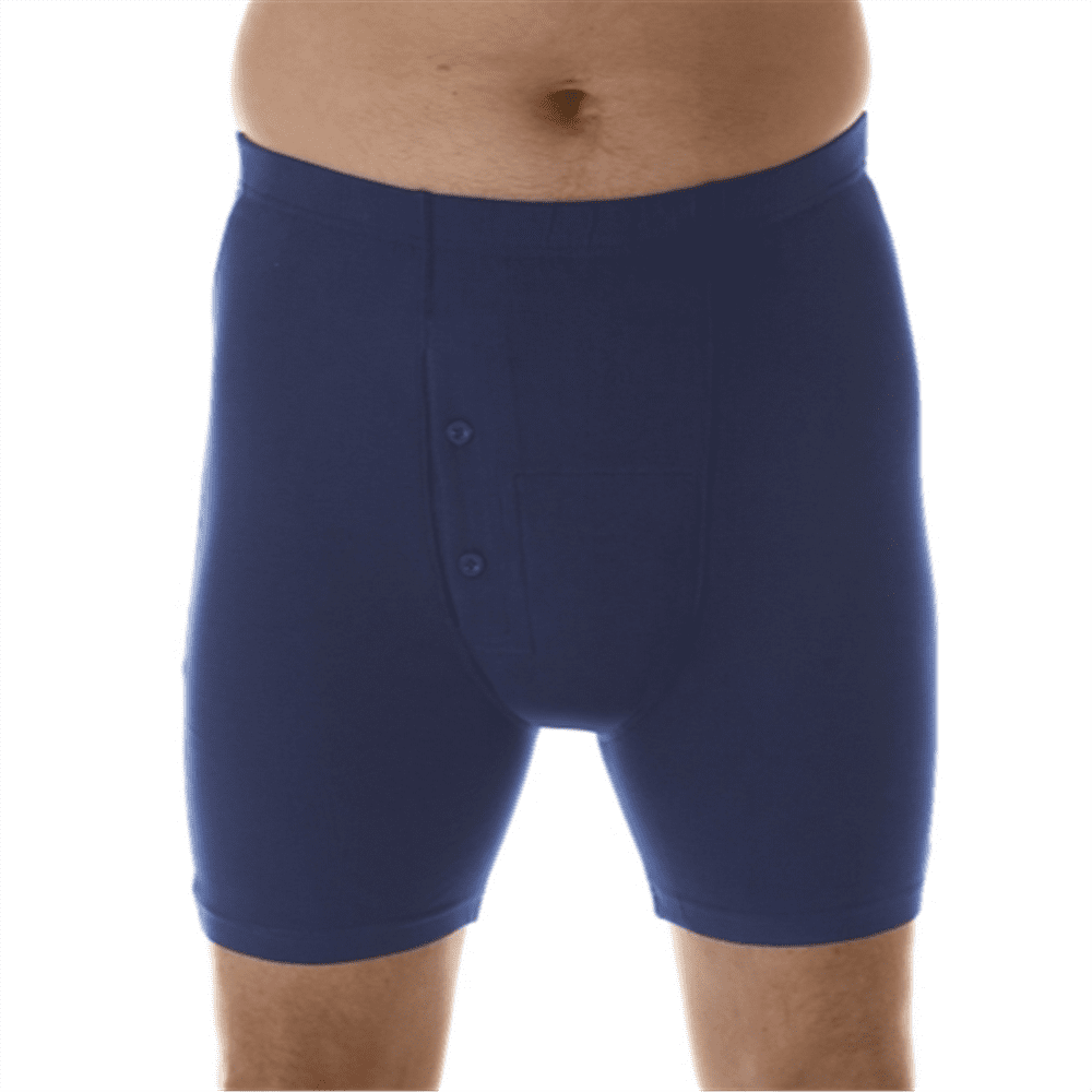 Wearever Men's Washable Incontinence Underwear Boxer Briefs, Navy, XL