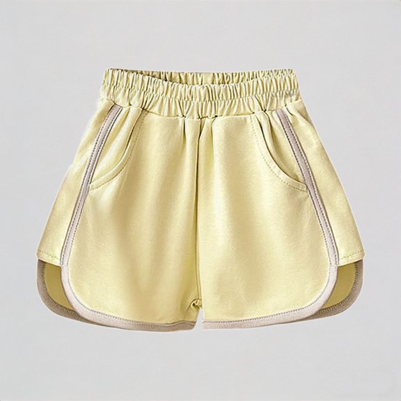Daznico Toddler Girls Solid Color Dolphin Hem Athletic Shorts Elastic Waist Side Pockets Soft Stretchy Breathable Casual for Beach Yoga Playwear,2-3 Years